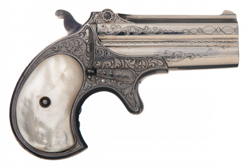 Engraved and pearl handled Remington Model 2 derringer, produced in 1868.