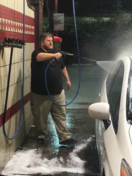 socalstockybear: teddybearandco: Hot bear washing his car late at night. Daaaaam.  Handsome thick guy w/no belt on, freggin HOT!  I would have stuck around and got a crack shot but that’s just because I’m a pervert.  Hahahaha.  Thanks for the