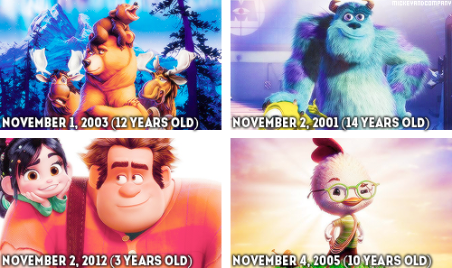 mickeyandcompany:Disney movies released in November (including the upcoming The Good Dinosaur, Moana
