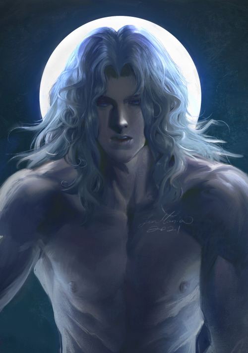 “His silver hair glistened with the Moon.”Just to let you know, this is the cropped vers