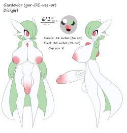 shmeepo:  shmeepo: Reference sheet for Gardevior.I probably shouldn’t have made “generic gardevoir with a massive cock” an OC but it was fun either way. Lore. Keep reading