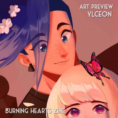 Art preview from ylceon for the Burning Hearts Zine!The Burning Hearts Zine is a Galolio zine f