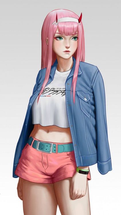 Hot, zero two, urban girl, jeans jacket, artwork, 720x1280 wallpaper @wallpapersmug : ift.tt