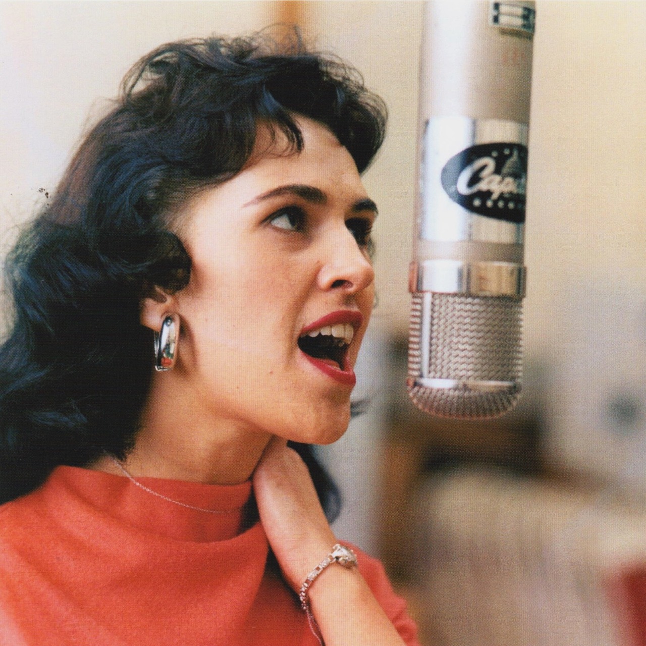 updownsmilefrown:  Wanda Jackson records at a Capitol Records studio 