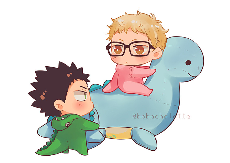 pandamatcha:  Tsukki and Iwa-chan having a play date 