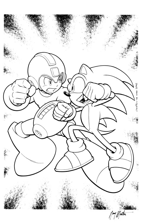 rockmiyabideusexmachina:Megaman Production Art Scan of the Day #386:Archie Comics Worlds Collide Cover Print [Original art drawn by Spaz, inked and signed by Gary Martin]Will be trying to post some new pickups in full scan, as opposed to the camera pic versions of these I was posting previously. Stitching together all these inked page scans to get them to align are going to be the death of me, by the way. ^^;Today’s and the next 3 are all awesome prints Gary generously sent my way, not the original inked pages. Although I do have 10 new original pages that I will eventually get to as well. Full Resolution Scan: https://imgbox.com/h2SOTmlw #megaman#rockman #sonic the hedgehog #capcom#sega#archie comics#crossover#rock#sonic#patrick spaziante#gary martin