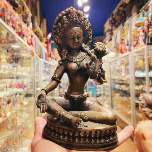 How positively lovely is this palm sized brass White Tara figure?! White Tara is often prayed to for