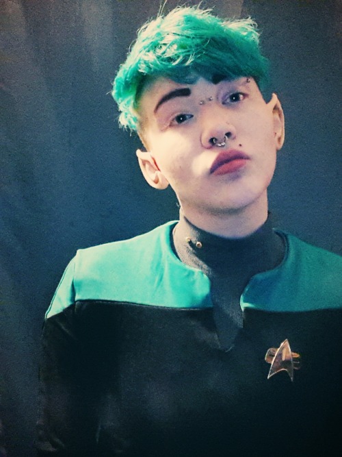 deepspacequeer: a human-vulcan hybrid who dropped out of the vulcan science academy to join starflee