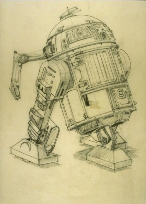Ralph McQuarrie’s design sketches for R2-D2.