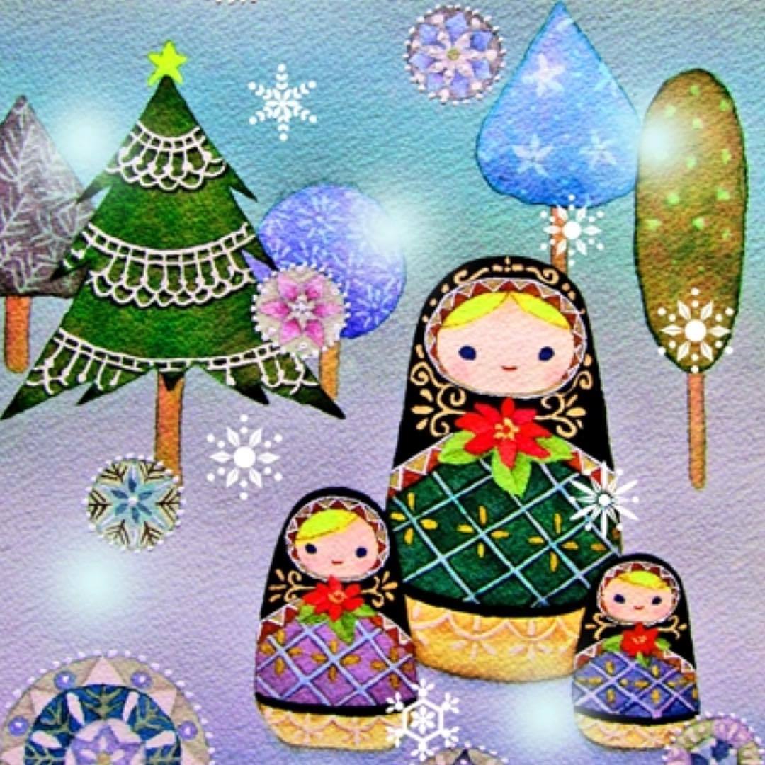 沙月satsuki Illustration And Matryoshka Doll 聖夜のマトリョーシカ イラスト マトリョーシカ クリスマス 雪 かわいい Matroska