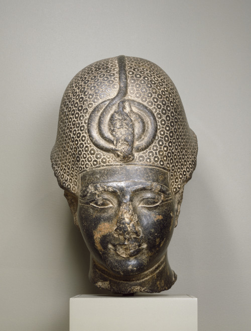 Granodiorite head of the 18th Dynasty pharaoh Amenhotep III (r. 1388-1348 BCE), subsequently recarve