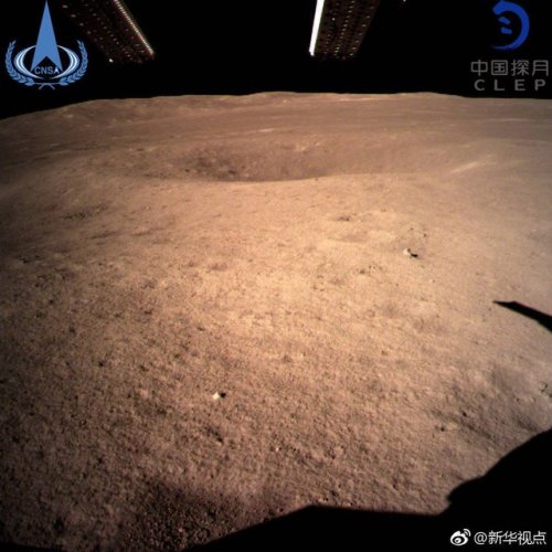 Chang'E-4: First photo after landing on the far side of the Moon a few hours ago. I first saw this f