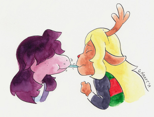 gracekraft:gracekraft:  Happy Femslash February and belated Valentine’s Day! Finally finished some drawings of the baby gays Susie and Noelle that I started earlier this year~Pillowfort Crosspost   Bringing this back in honor of Deltarune Ch. 2