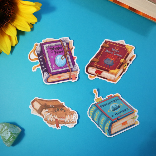 I just reopened my Etsy shop for the holidays and I made SPELLBOOK STICKERS, because drawing books&h