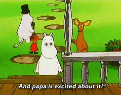 moornin:  this sums up the moomins pretty well  Love me some moomins!  No one here has ever heard of them, but I read all those books over and over when I was little…