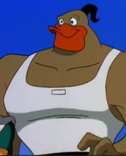 Grin Hardwing in his A-shirt / Sleeveless shirt / undershirt in Mighty Ducks Episode 25 Duck Hard