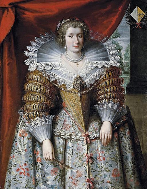 Portrait of a noblewoman, three-quarter-length, in a richly gold-embroidered dress and a jewelled br