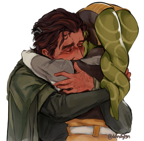 dandylyn: [ID: two digital drawings of Kanan Jarrus and Hera Syndulla from Star Wars: Rebels. The dr