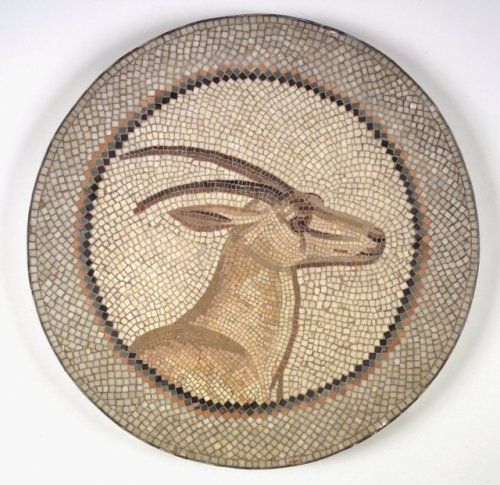 ancientanimalart:Mosaic of a Gazelle in a Medallion; Mosaic of a Gazelle in a VineRoman1st-2nd c. CE