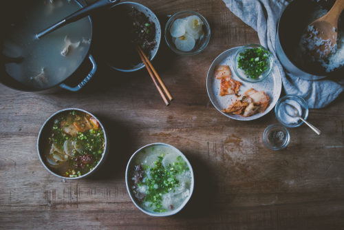 bettysliu:  Glorious milk white broth of oxtail + leeks soup in spicy and non spicy versions + a GIV