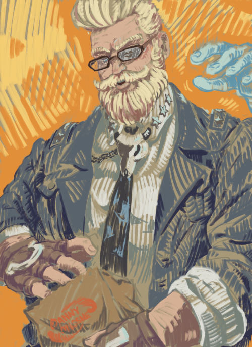 Leyendecker style-study centering the Secretary of Absolute Defense. Might be finished.