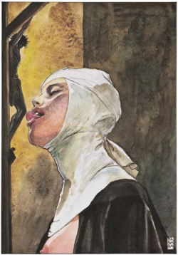 le-plus-beau-des-mensonges:  Illustrations for “Letters of a Portuguese Nun&ldquo; by Milo Manara  Until the 20th century, the Letters (first published anonymously in Paris in 1669) were often ascribed to a 17th-century Franciscan nun in a convent