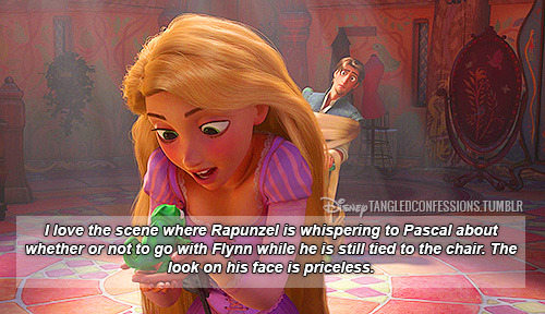 disneytangledconfessions:“I love the scene where Rapunzel is whispering to Pascal about whether or n