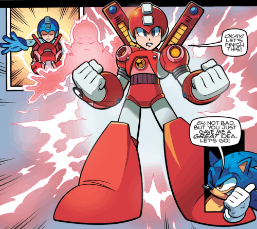 robotnikholmescomicblog:Mega Man’s Super Adaptor looks soo cool in this comic!Lol, Sonic thinking of