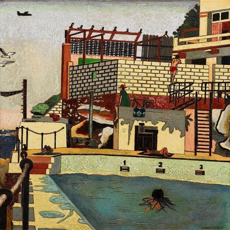 huariqueje:  Bondi Icebergs  -   Cressida Campbell 1984Australian b. 1960-  woodblock,