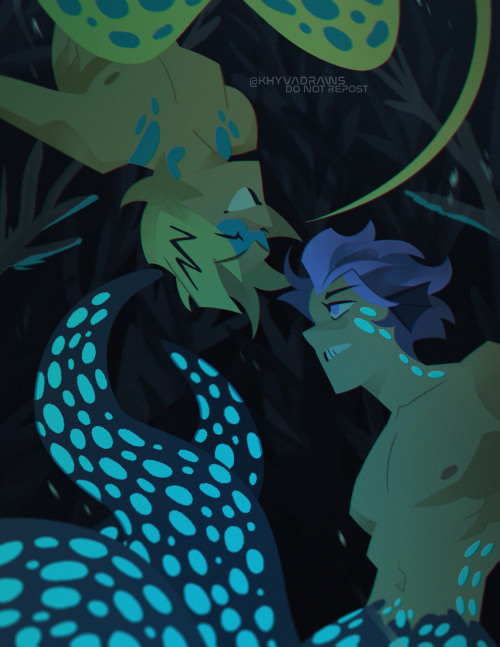 I forgot to share these two from mermay!! Shinsou’s a firefly squid and Denki is a bluespotted ribbo