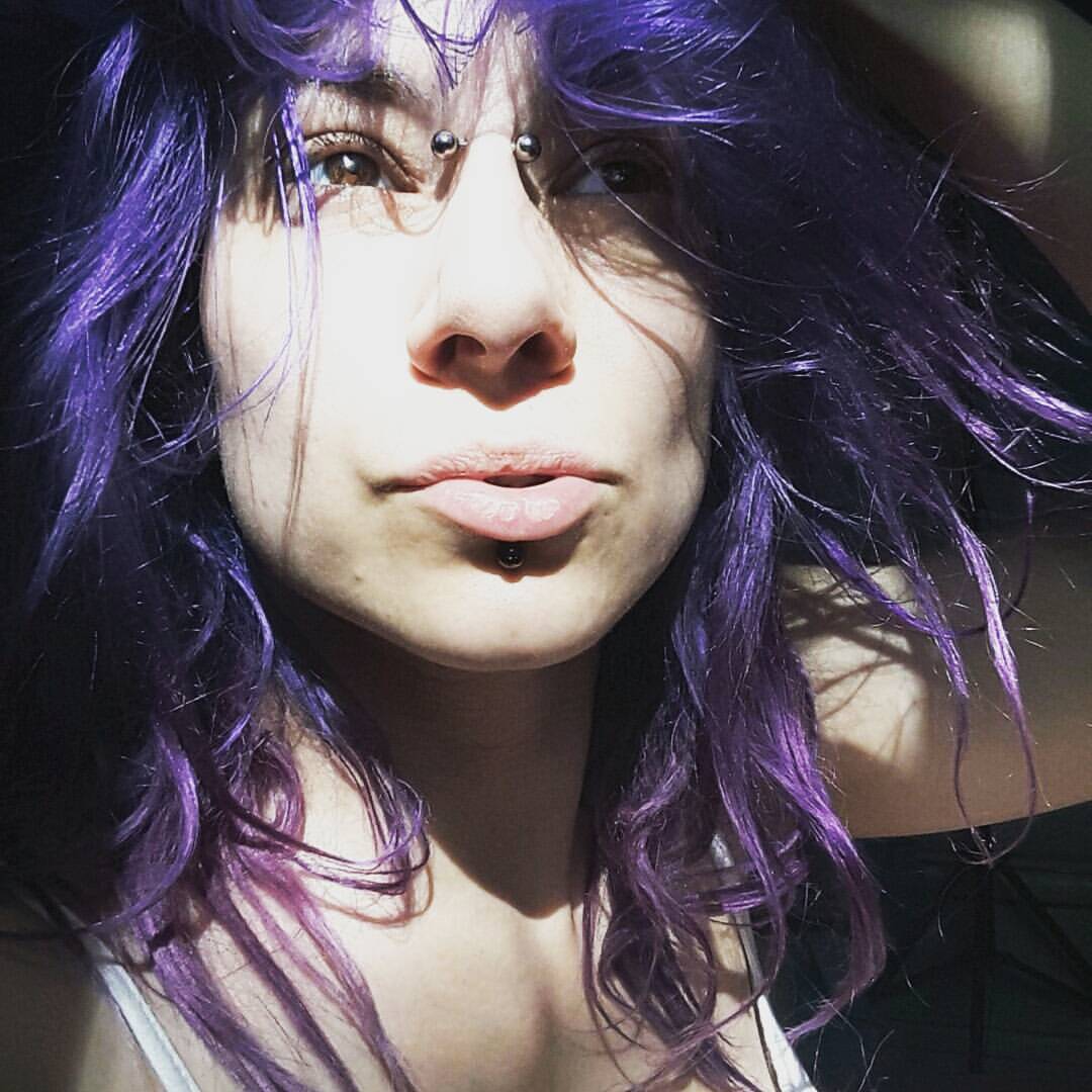 #o0pepper0o #sunlight #canadianlady #pierced #purplehair #indigo #eyes #browneyes