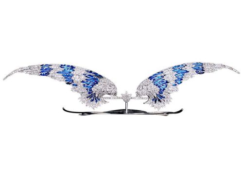 tiarascrowns:Chaumet Wing TiaraChaumet Wing Tiara, c. 1907, Platinum, Diamonds, Enamel, H34 × 