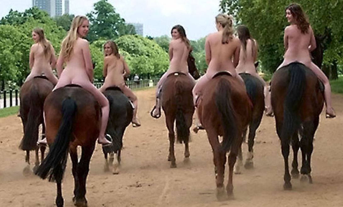 Horse riding nude naked