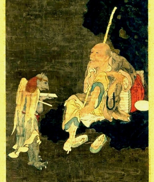 Luohan and demon. Formerly attr. to Guan Xiu, Buddhist monk, painter, poet, and calligrapher ~ 16th 