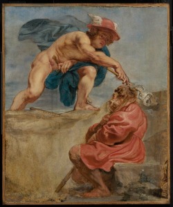 acrosscenturiesandgenerations:  ▪Mercury and a Sleeping Herdsman. Date: ca. 1632–33 Artist: Peter Paul Rubens (Flemish, 1577–1640) Medium: Oil on panel