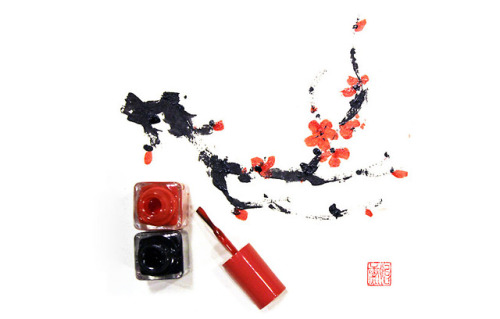 Makeup Art.These Chinese New Year celebration pieces by ‘Red’ Hong Yi were completed u