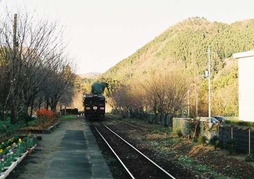 azusaphoto: 駅に着いた時は列車が走り出す瞬間で、残念、駅に入っている時が撮りたかったのに…もう30分待つかなぁ…と、ふと考えると、慌てて「そこにいて！」と放り出