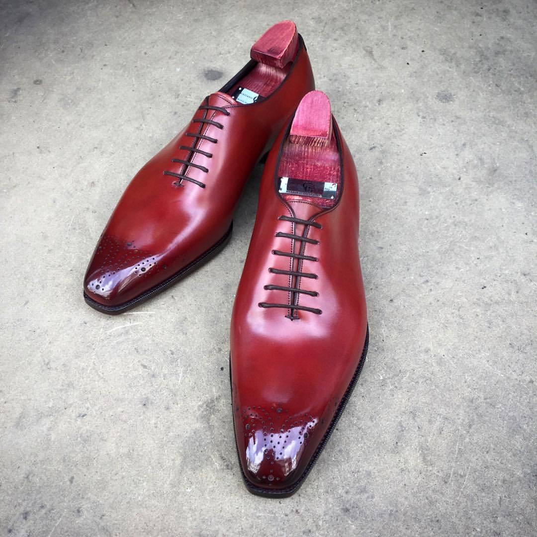 The “Grant” in a flashy cherry colour. Made to... - Gaziano & Girling ...