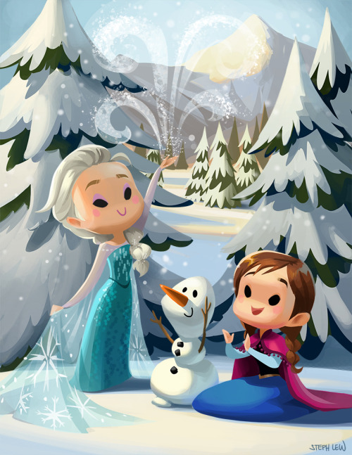 lewsteph:Cutie Elsa, Anna &amp; Olaf Prints available on my Etsy: https://www.etsy.com/listing/21992