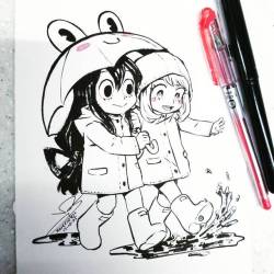 ravefirell:Inktober day 5: Tsuyu and Ochako’s