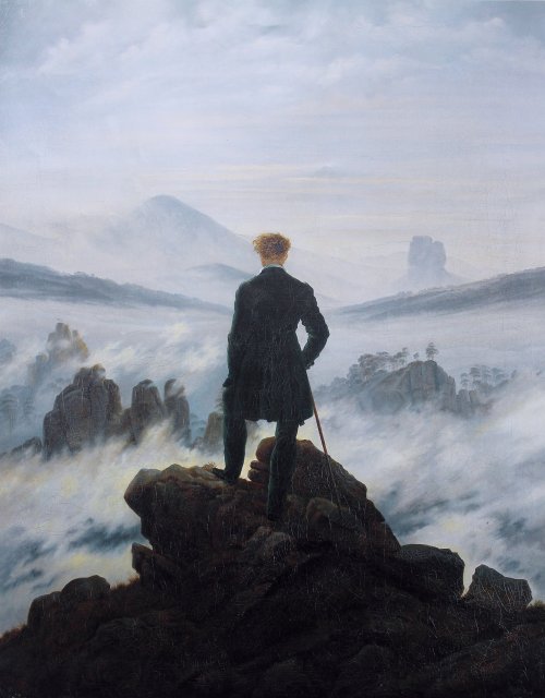jasamjednorog:  Le voyageur contemplant une mer de nuages par Caspar David Friedrich. (1818)  