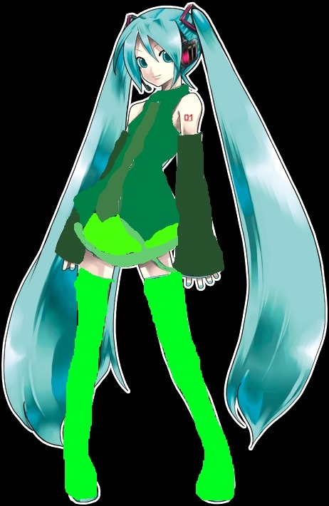  So much green.   it looks like someone&rsquo;s vocaloid OC on deviantart iM