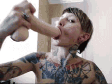 Stuffing A Big Dildo Down Her Throat