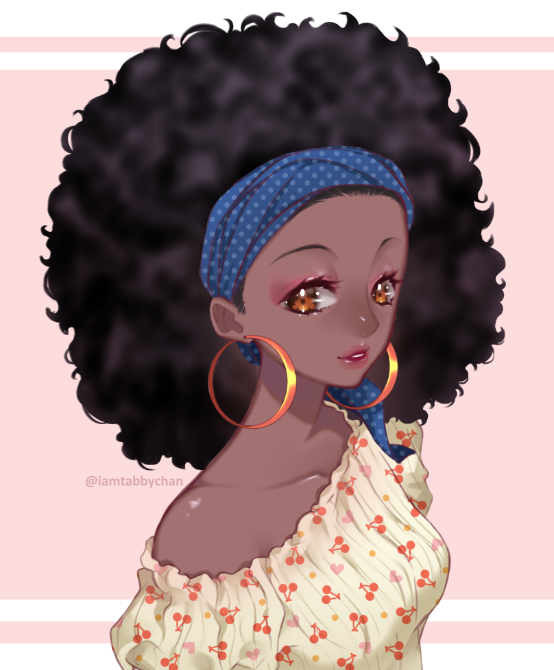 Black anime girl with afro