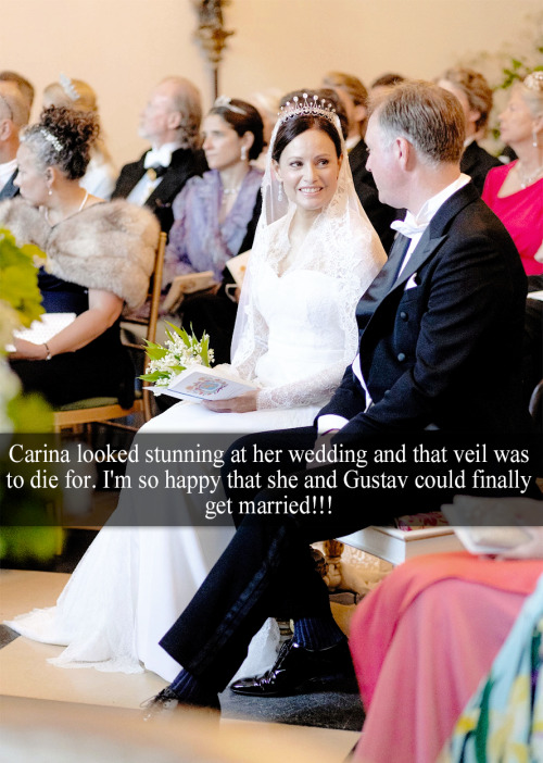 “Carina looked stunning at her wedding and that veil was to die for. I’m so happy that she and