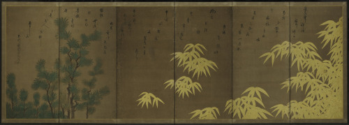 slam-asian: Bamboo with Chinese Yew, attributed to Hasegawa Togaku, Japanese, died 1623, c.1605&ndas