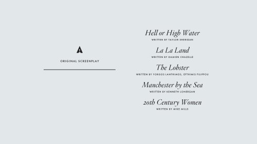 The 89th Academy Awards nominees: Screenplay Categories