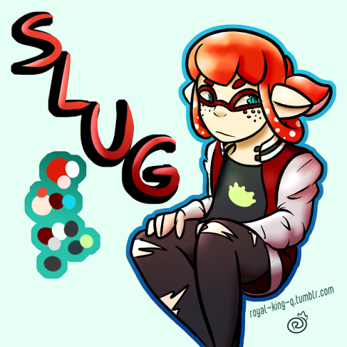 I gotta stop making splatoon OCs but here we are!This is slug, theyre a demiboy and gay!They work on