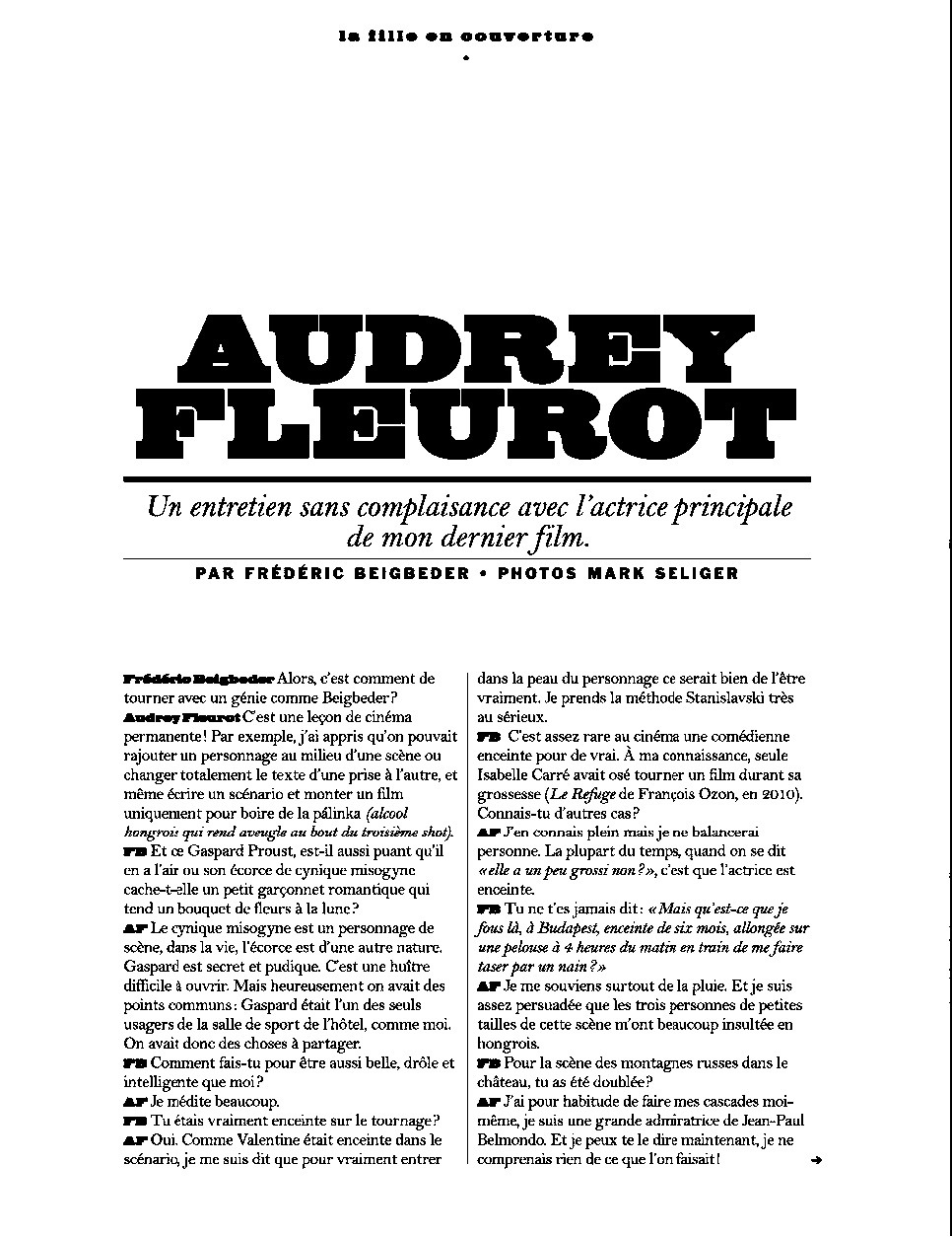 AUDREY FLEUROT (FRANCE) - LUI Magazine - 2016[FranÃ§ais] Jâ€™ai lâ€™impression