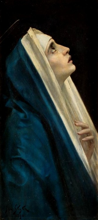 thepolishstufflove:“Maria” (1890) by Jan Styka (Polish,1858 -1925), oil on canvas, 84 x 37,5 cm.[sou